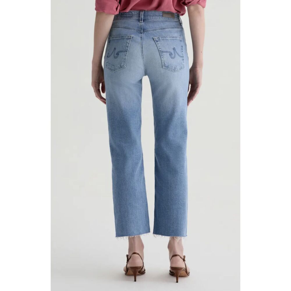 AG Adriano Goldschmied Brinley Crop Mid Rise Straight Jeans Size 28 Raw Hem
